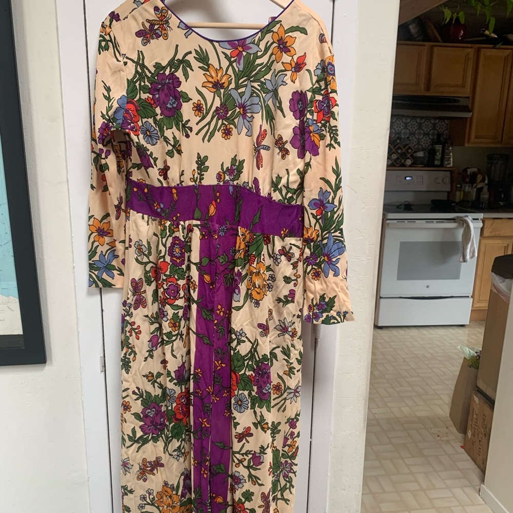 70’s flower maxi dress size L or XL